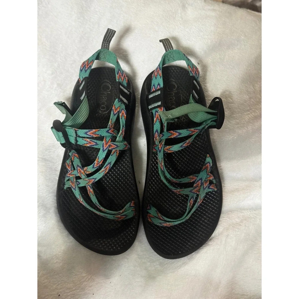 Chaco Kids Z1 Ecotread Sandals Green Orange Strappy Outdoor Shoes Size 3